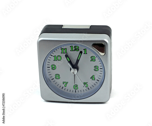 square grey alarm clock isolated on white
