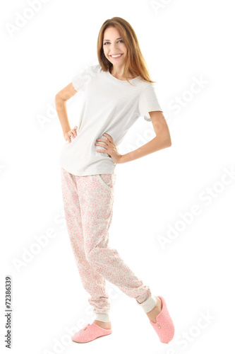 Beautiful young girl in paj...