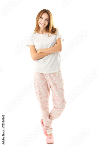 Beautiful young girl in paj...