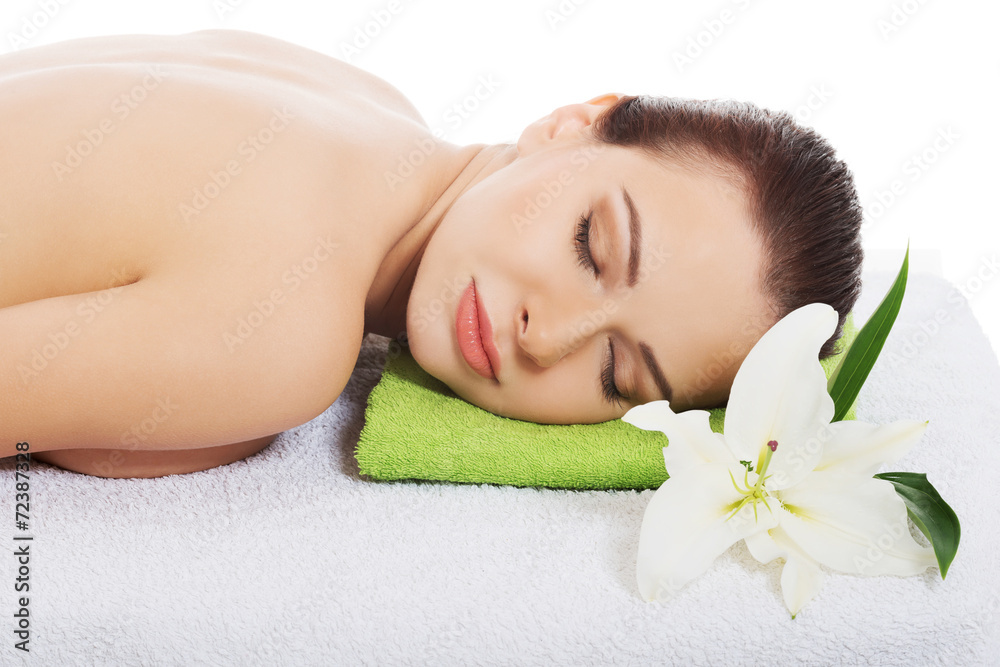 Woman with lily flower