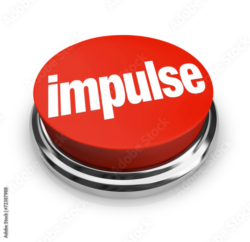 Impulse Word 3d Red Button Emotional Choice Purchase Shopping photo