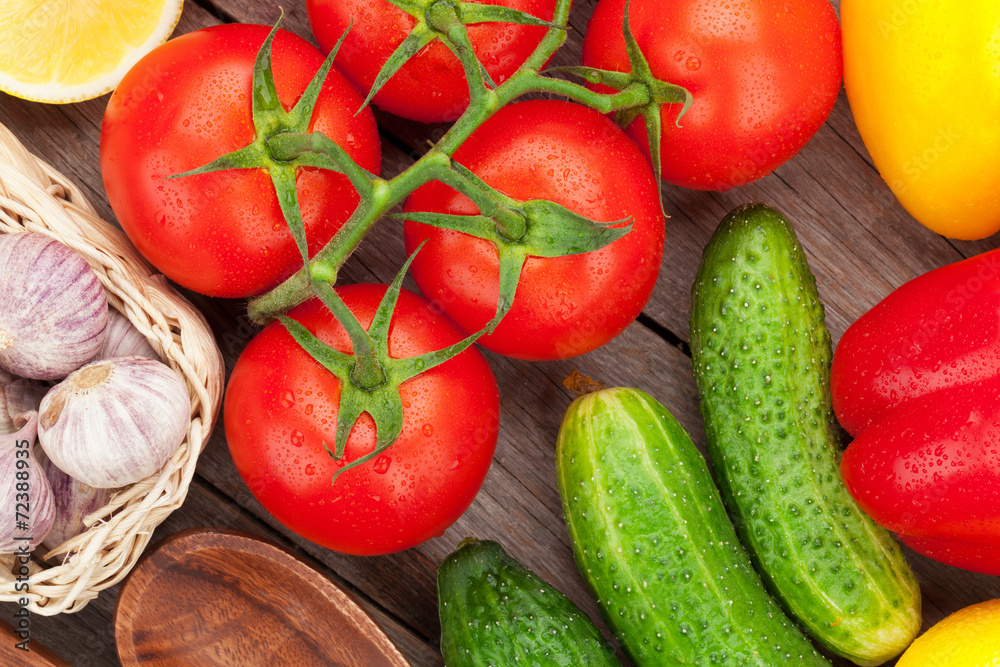 Fresh ripe vegetables closeup