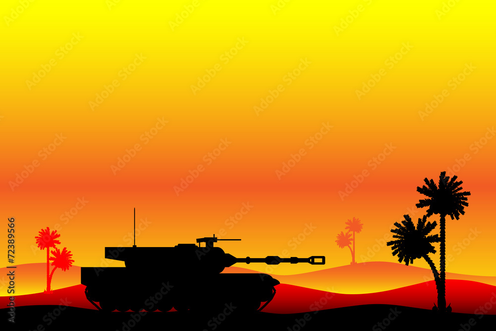 Modern heavy tank in desert