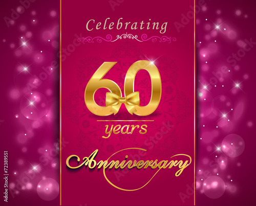 60 year anniversary celebration sparkling card, 60th anniversary