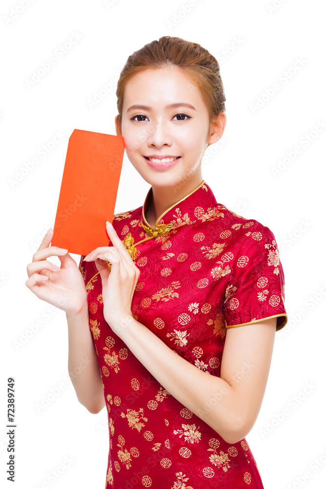beautiful young chinese woman holding red bag beautiful young chinese woman holding red bag