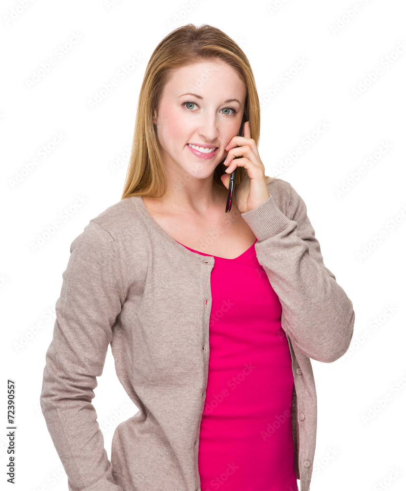 Woman talk to cellphone Woman talk to cellphone