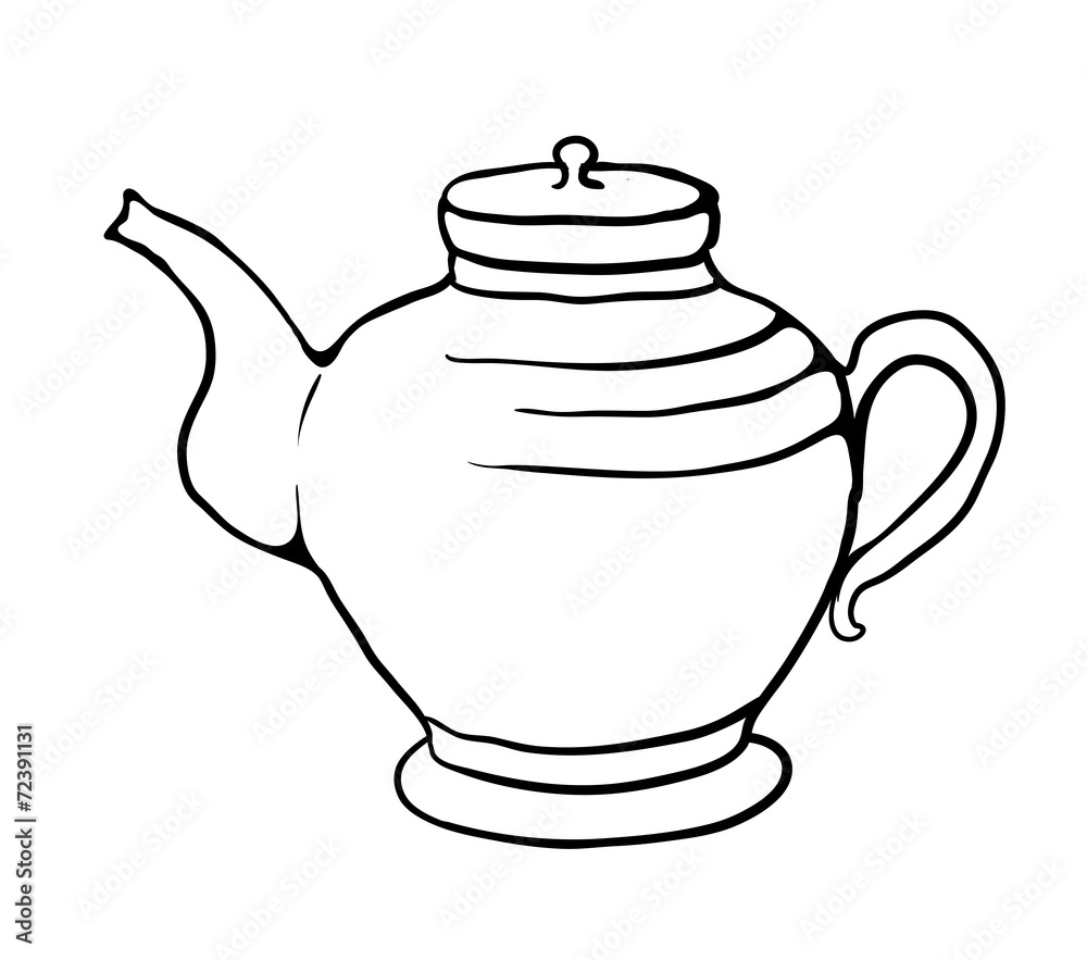 Obraz premium Teapot sketch, vector illustration