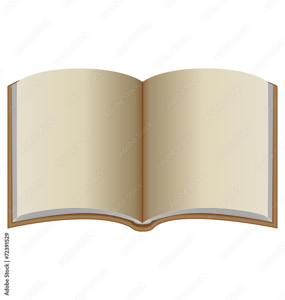 Obraz premium Open book with brown cover isolated on white background