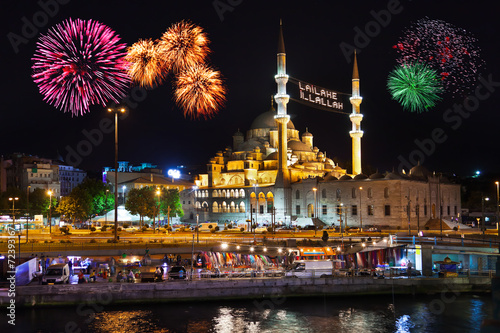 Canvas Print Fireworks in Istanbul Turkey