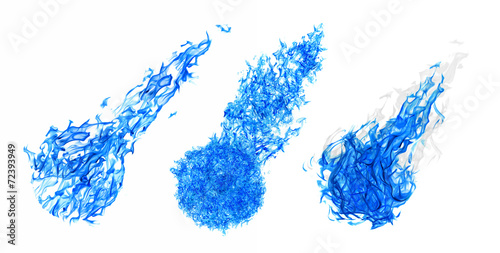 Obraz na plátně set of three blue balls of fire on white