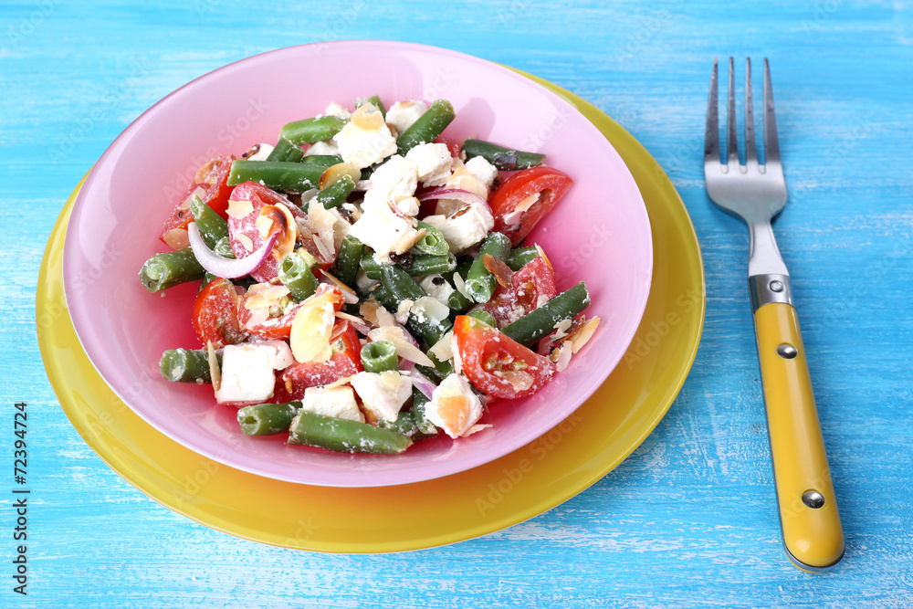 Fresh breakfast consisting of vegetable salad served Fresh breakfast consisting of vegetable salad served