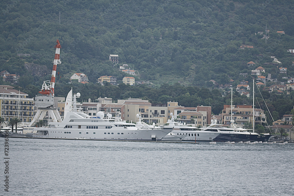 yacht on the sea in the port
