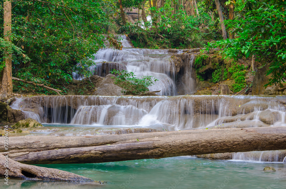 Waterfall in Deep forest at Erawan waterfall National Park Waterfall in Deep forest at Erawan waterfall National Park
