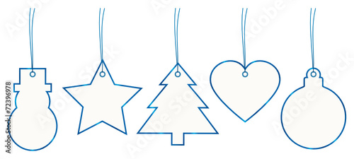 Set 5 Christmas Hangtags Paper Blue