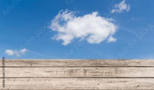 sky background with wooden planks