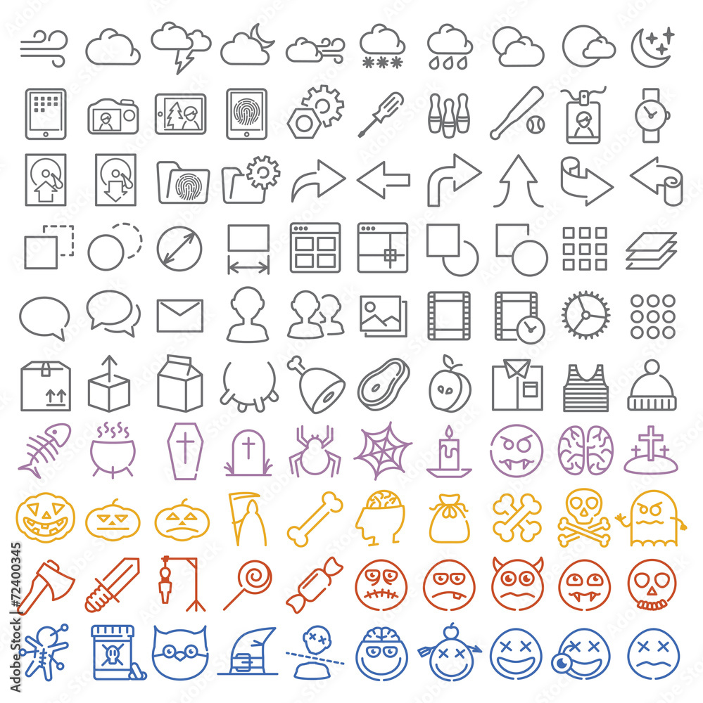 100 vector icons set for web and user interface also special hal 100 vector icons set for web and user interface also special hal