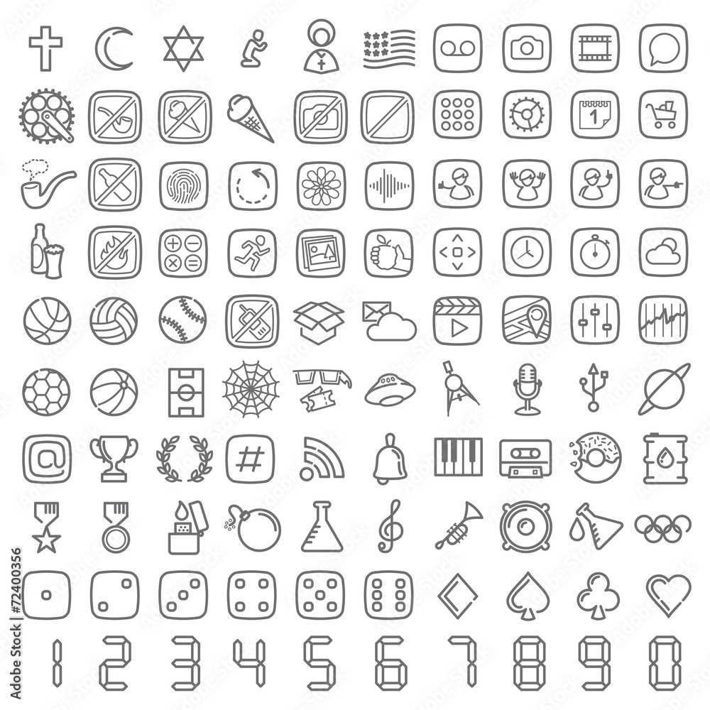 100 vector line icons set for web design and user interface 100 vector line icons set for web design and user interface