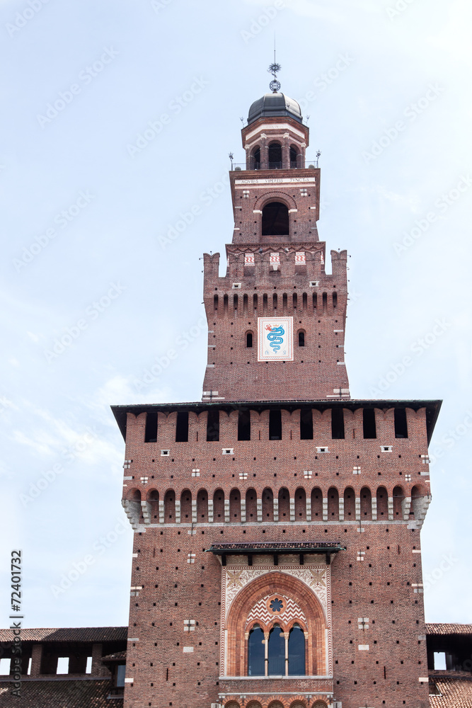 Main entrance of the Sforza Castle (Castello Sforzesco) is a cas
