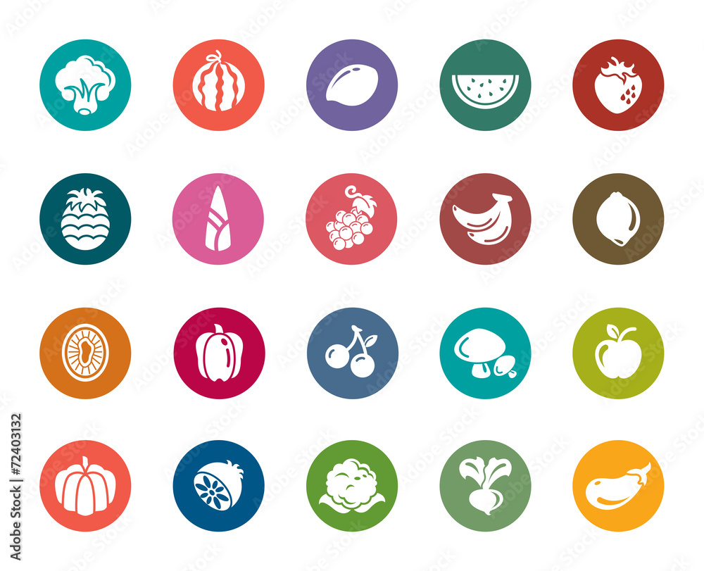 Fruit and Vegetable Color Icons Fruit and Vegetable Color Icons