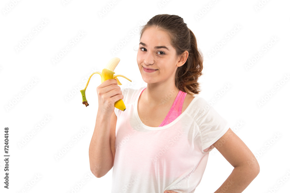Lachende Frau mit Banane Lachende Frau mit Banane