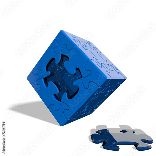 Cube Puzzle 012 - Blue & White