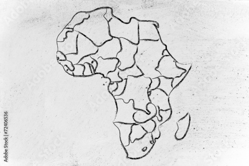 world map and continents  borders and states of Africa