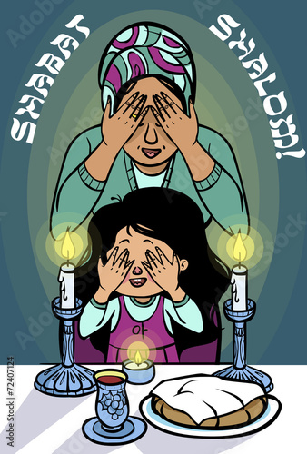 Happy shabat greeting card. Vector illustration