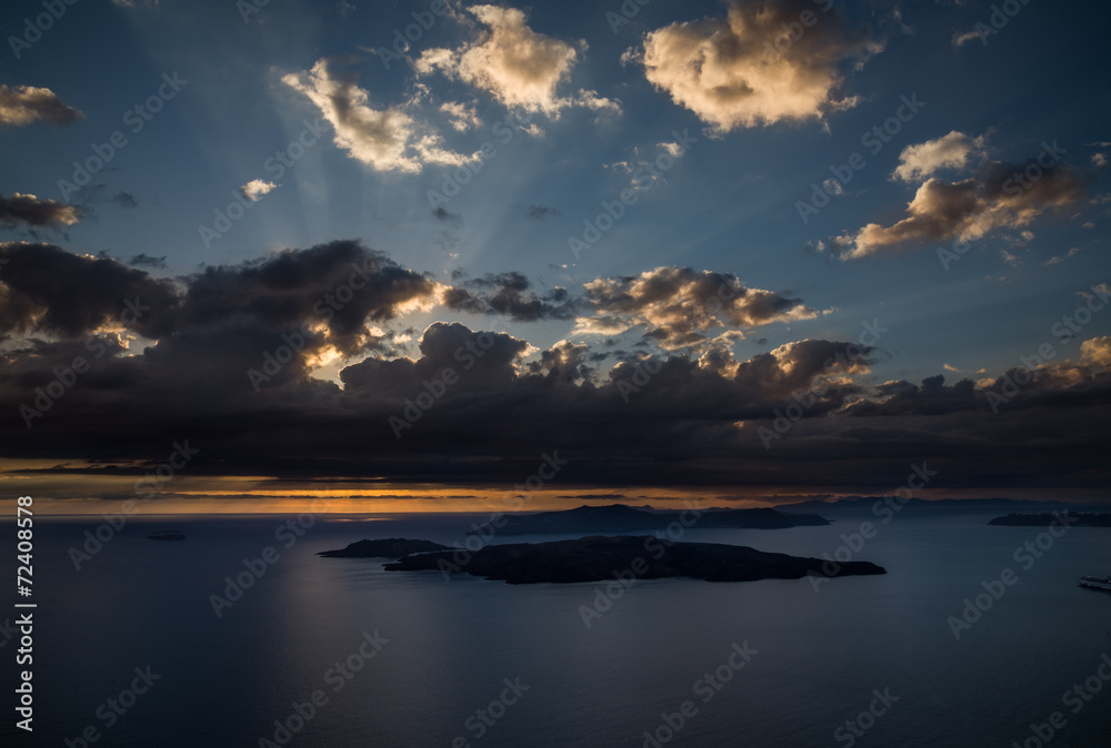 Santorini Caldera at Sunset