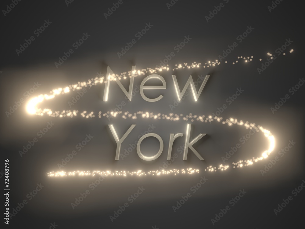 New York. Text, background with golden text
