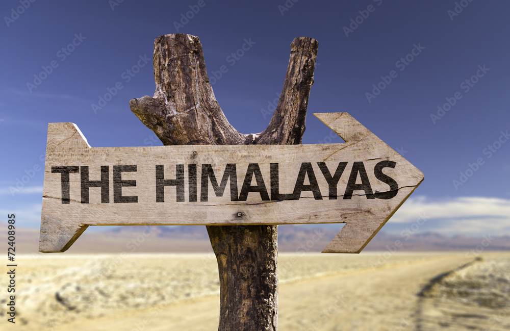The Himalayas wooden sign with a desert background