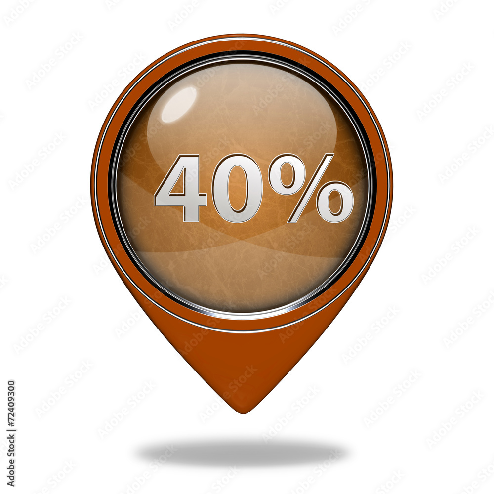 Fourty percent pointer icon on white background Fourty percent pointer icon on white background