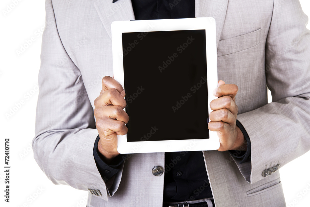 African man holding a tablet African man holding a tablet
