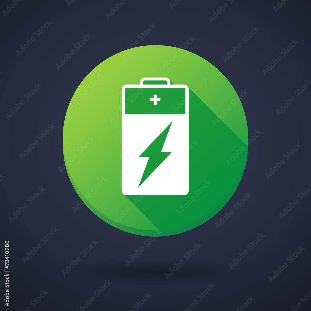Long shadow icon with a battery Long shadow icon with a battery