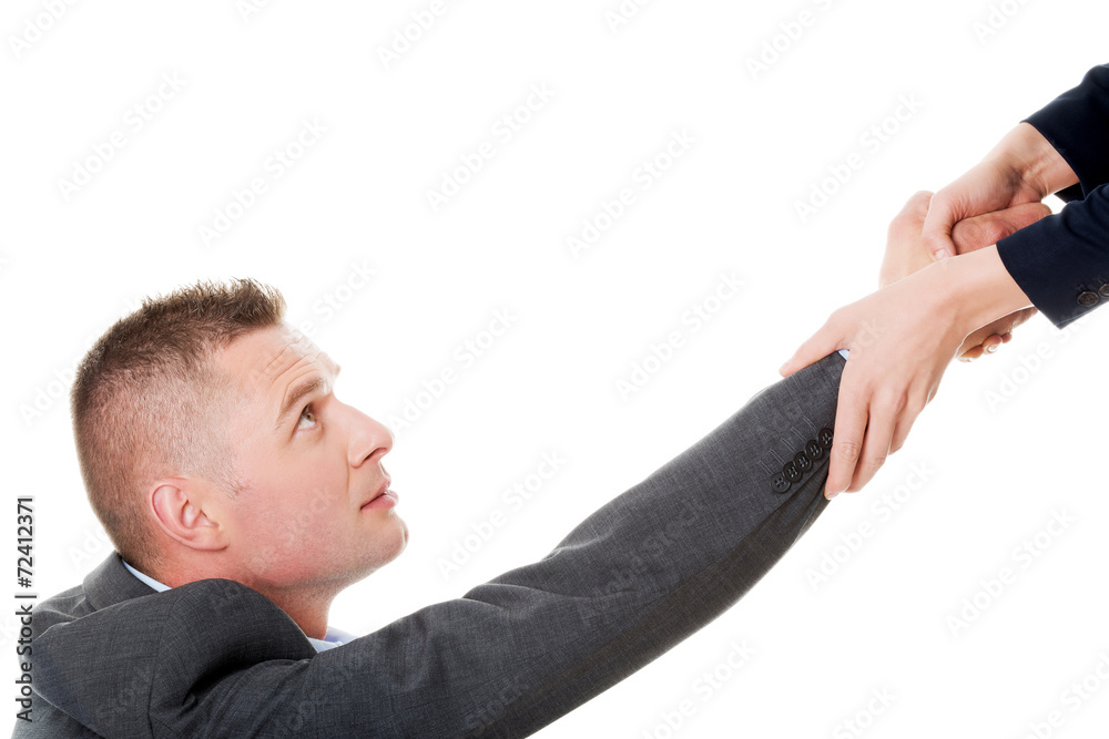 Woman supporting man