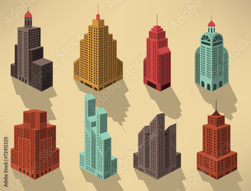 Skyscrapers in perspective (blue)