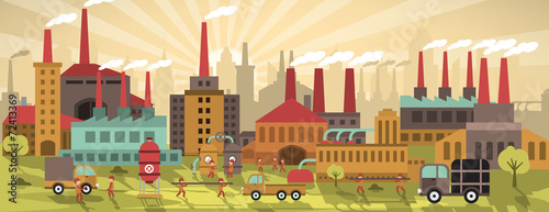Factory in the city (retro colors)