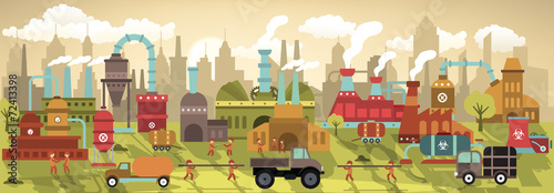 Factory in the city (retro colors)
