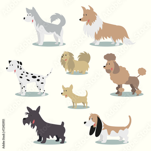 Dogs vector illustration set collection