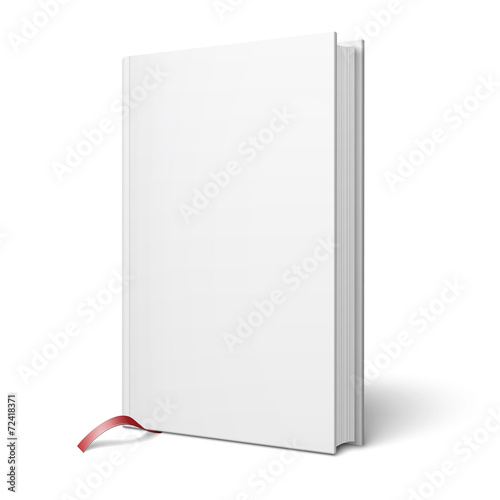 Blank vertical book with bookmark template.