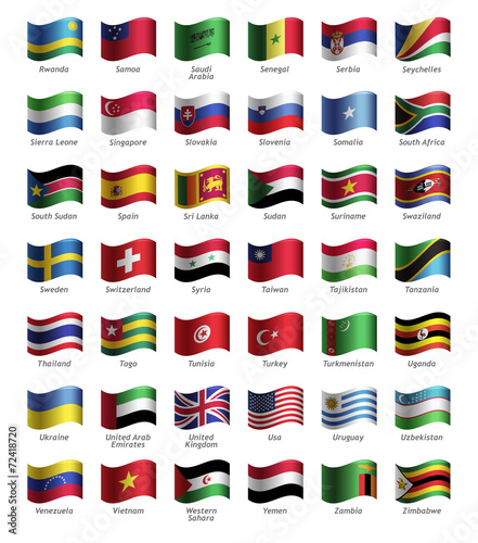 Set of buttons with flags