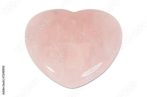 Precious gem on white background, rose quartz heart