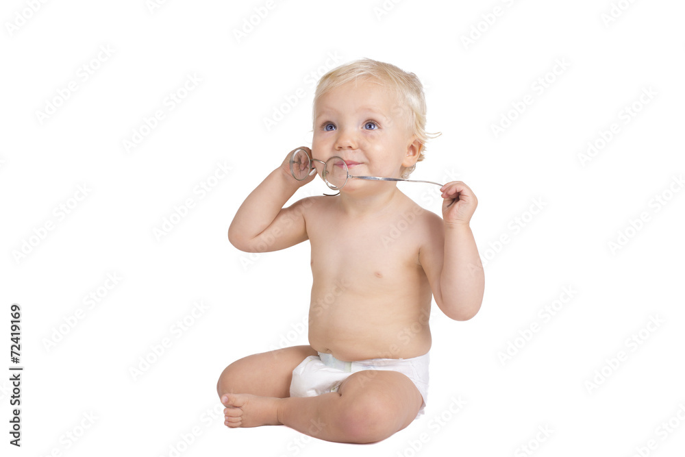 One year old boy with glasses One year old boy with glasses