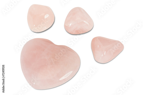 Precious gem on white background, rose quartz heart