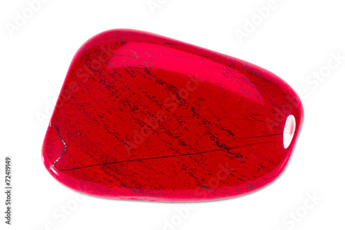Precious gem on white background, red jasper
