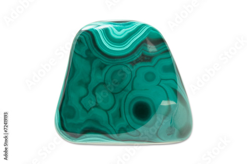 Precious gem on white background, malachite