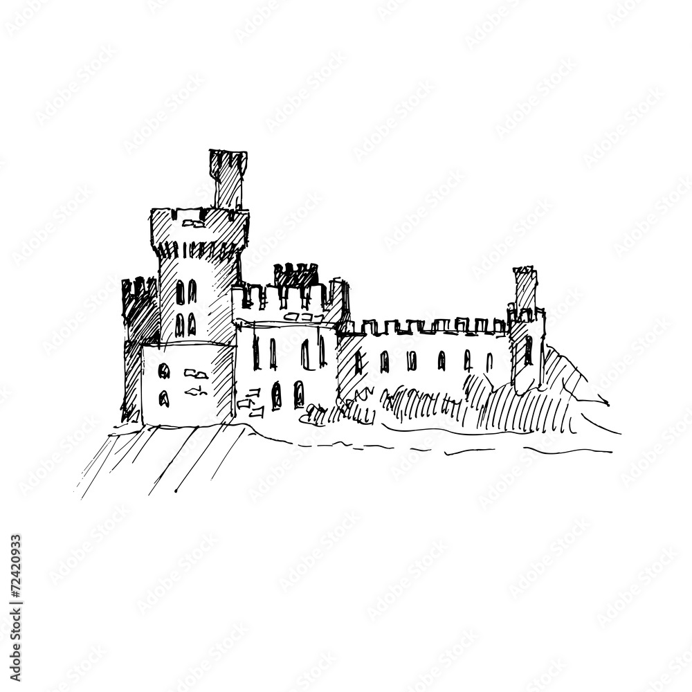 Medieval castle sketch. Medieval castle sketch.