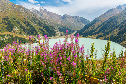 Spectacular scenic Big Almaty Lake ,Tien Shan Mountains photo