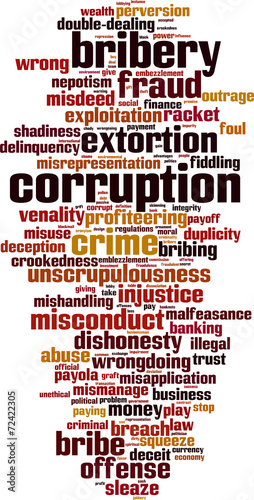 Corruption word cloud concept. Vector illustration