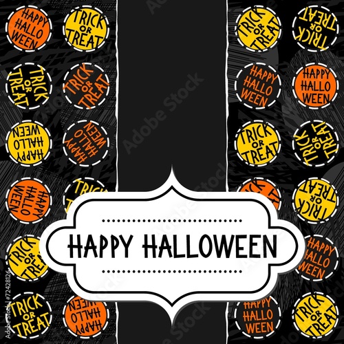 Halloween zaproszenie plakat kartka znaczki w języku angielskim pionowy border ciemne tło ramka z życzeniami