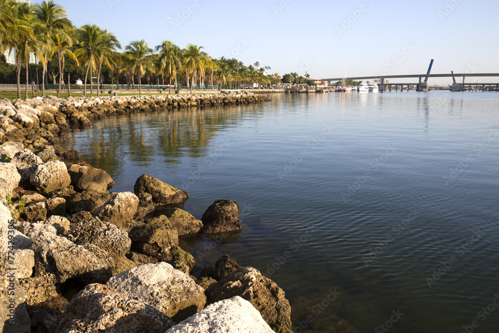 Miami coastline from Miami City Bayfront Park